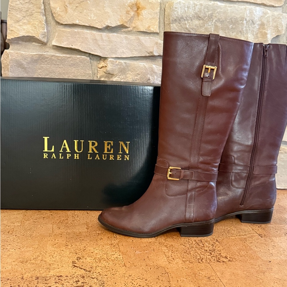 LRL Monica Brown Tall Leather Equestrian Riding Boot Heeled